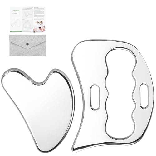 airogym 2 in 1 Stainless Steel Gua Sha Massage Tool - Professional Muscle Scraper for Soft Tissue Mobilization, IASTM Physical Therapy & Myofascial Release - Body Sculpting & Pain Relief Kit