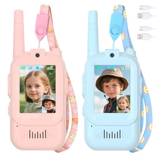 Video Walkie Talkies for Kids – Kids Walkie Talkies 2 Pack with HD Camera & Voice Changer, 1000 Feet Range, Birthday Toys Gifts for Indoor Play, Camping, Hiking, Travel, Boys Girls Age 3+ (Pink/Blue)