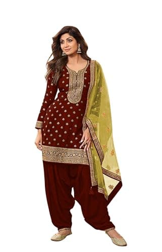 FABMIAMI Indian women's Ready to Wear plus size festival Party wear Patiyala Salwar Kameez Dress Salwar Suit FM-58 (US, Numeric, 54, Regular, Regular, Burgundy)