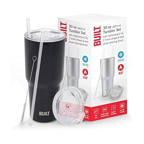 BUILT Double Walled Stainless ... (Pack of 1), Black, 30 fl.oz.