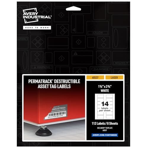 Avery White Asset Tag Labels, ... 112 Waterproof Labels (60537)