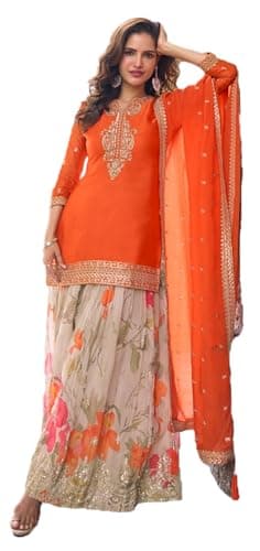 Shriva Fashion Indian Pakistani Women's Ready to wear Ethnic Salwar Kameez Suit for Eid Party Wedding Festivals (2951) (Orange, 40)