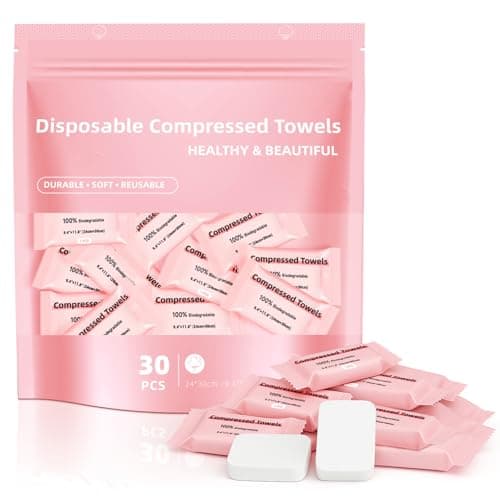 Disposable Compressed Face Towels, Ultra Soft Large Size Compressed Towel Tablets Portable Washcloth Reusable for Travel Camping Hiking Outdoor Sports Beauty Salon (30Pcs)