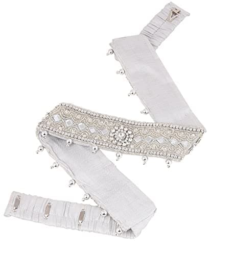 THANU'S CRAFT Women Silver maggam work hip Waist belt kamarband Belly Chain Kamarpatta Sarees (Adjustable Size 30-40 inches inches only)
