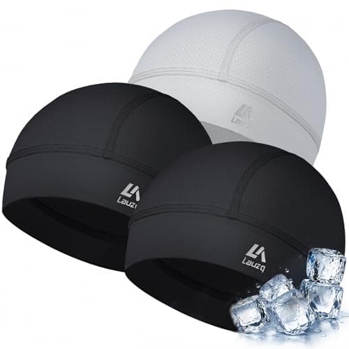 Lauzq 3Pack Cooling Breathable Mesh Skull Cap Helmet Liner, Sweat & Quick Dry Cycling Motorcycle Hard Hat Liner for Men Women
