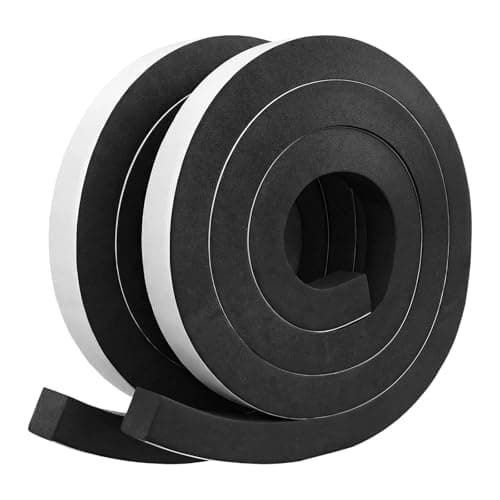 Nfvjfxz 2 Rolls Air Conditioner Window Seal 1 Inch x 1 Inch Weather Stripping Door Seal Waterproof Foam Sealing Tape Strong Adhesive Resilience for Windows Doors Insulation Draft Stopper (Total 13ft)