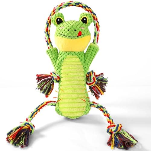 Drmstow Dog Toys for Aggressive Chewers - Interactive Plush Squeaky Toy with Crinkle Paper & Rope, Durable Chew Toys for Anxiety Relief, Small Medium Large Dogs