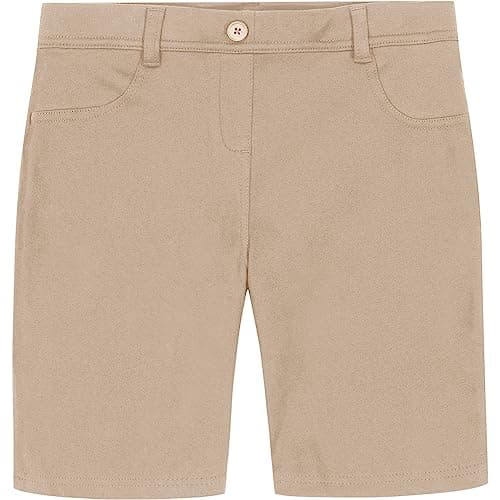 Nautica Big Girls' School Uniform Stretch Bermuda Short, Khaki Knit, 12
