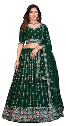 Shriva Fashion Women's ready-to-wear lehenga choli set for traditional wedding Navratri with embroidery (0288) (Green, 44)