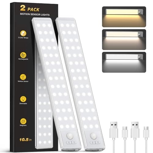 2-Pack 10.5" OTWKAY  Rechargeable Under Cabinet Motion Sensor Lights w/ 3 Color Temperatures $7.99 + Free Shipping w/ Prime or on $35+