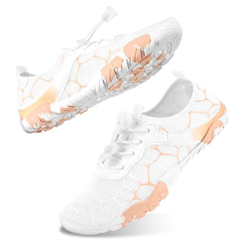Stelle Water Shoes for Women Men Adult Lightweight Quick-Dry Barefoot Aqua Shoes for Beach Swim Kayaking River Lake Surfing（White,7MW）