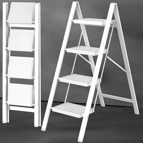DIAMONDFORGE 4 Step Ladder, Fo...der for Home and Office, White