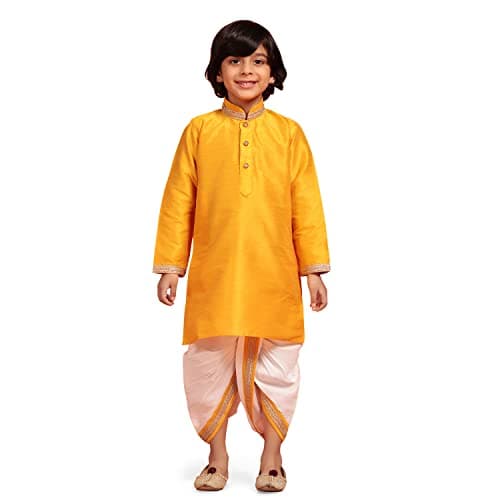 AJ DEZINES Indian Traditional Dhoti Kurta Dress For Boys|Indian Baby Boy Outfit|Dhoti Set For Kids|Ethnic & Festive Wear-Y-0 Yellow