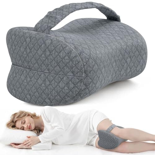 ComfyInLove Knee Pillow for Side Sleepers, Supportive Memory Foam Leg Pillow for Side Sleeping with Elastic Strap, Heart-Shape Pillow Between Legs for Pain Relief on Sciatica, Hip Joints, Gray