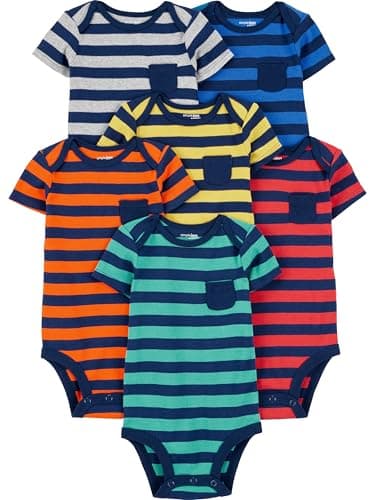 Simple Joys by Carter's Baby 6-pack Short-sleeve Bodysuit, Stripes, 0-3 Months
