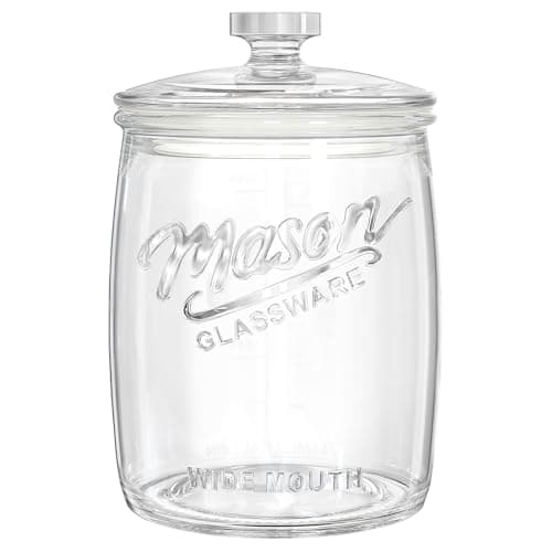 Folinstall 1 Gallon Glass Cookie Jar, Large Glass Jar with Airtight lid, Glass Food Storage Container for Cookies, Candy, Flour, Dog Treats, Coffee, Laundry Room Storage & Pantry