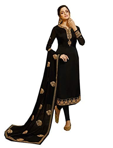 FABMIAMI New Indian/Pakistani Bollywood Party/Wedding wear Salwar Kameez/Salwar Suit for Women FM-23 (US, Numeric, 38, Regular, Regular, Black)