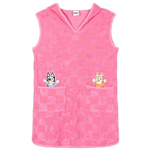 Bluey Toddler Girls Loop Terry Cloth Hooded Swim Cover Up UPF 50+ Pink 3T
