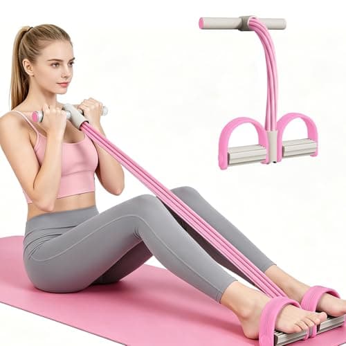 Northfish Pedal Resistance Bands with Handle, 6-Tubes Elastic Exercise Bands, Natural Rubber Resistance Bands, Multifunction Exercise Equipment for Abdomen, Waist, Arm, Leg, Pink