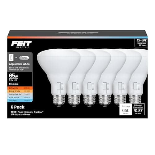 Feit Electric BR30 LED Light B...time, BR3065DM/6WYCA/6, 6 Pack