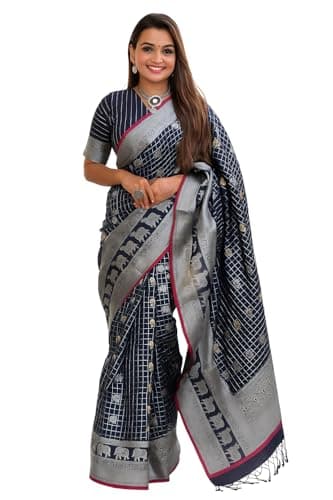 Women's Banarasi Silk Saree With Blouse Piece Indian Wear