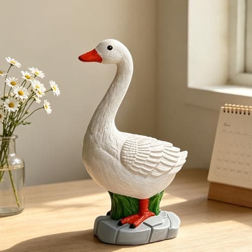 Exasinine 7 Inch Desk Goose Figurine Desk Goose Statue for Office Table Decor Home Decoration