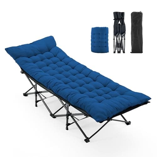 $47.98* | OLIXIS 74.4"x28" Folding Camping Cot with Cushion, 440 lbs Capacity, Blue at Amazon