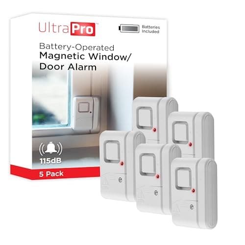 UltraPro Personal Security Window and Door Alarm, 5 Pack, DIY Protection, Burglar Alert, Wireless Chime/Alarm, Easy Installation, Home Security, Ideal for Home, Garage, Apartment , White, 45987