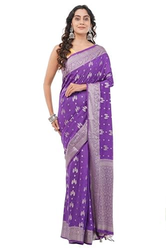 Women's Bamboo Viscone Silk Saree With Unstitched Blouse Piece
