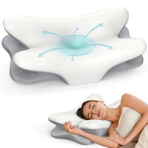 Besyodo Cervical Pillow for Neck Pain Relief, Ergonomic Neck Pillow for Sleeping Contour Memory Foam Pillows, Orthopedic Bed Pillow for Side Back Stomach Sleepers(White)