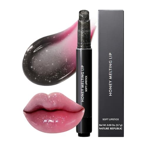 Nature Republic HONEY MELTING LIP GLITTER & PLUMPING (16 MIDNIGHT SPARKLE) SOFT LIP STICK Moisturizing Gloss, Volumizing formula, Color changing Sheer tint, Shine Glimmer Finish