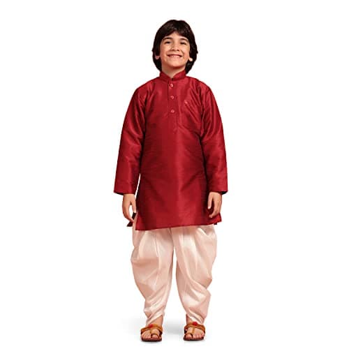 AJ DEZINES Boys Indian Ethnic Wear Kurta Pajama Set For Kids | Party & Festive Wear | Maroon - Size 7