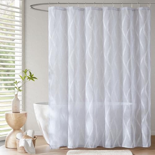 Madison Park Candice Sheer Sho...achine Washable, 72"x72", Blue