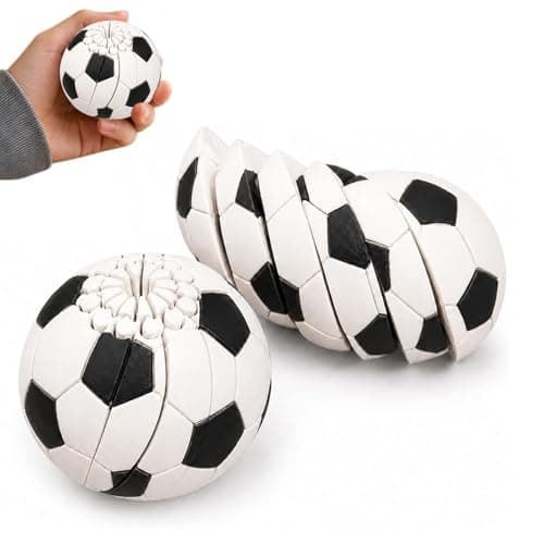 Baseball Fidget Ball Toy, 3D Printed Twist and Turn Stress Relief Desk Fidget, Portable Relieve Anxiety Fidget Ball Sensory Puzzle,Handheld Focus Ball for Focus (Soccer)