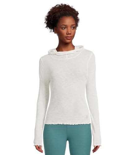 Free People Womens Breathe Easy Long Sleeve, White, Small