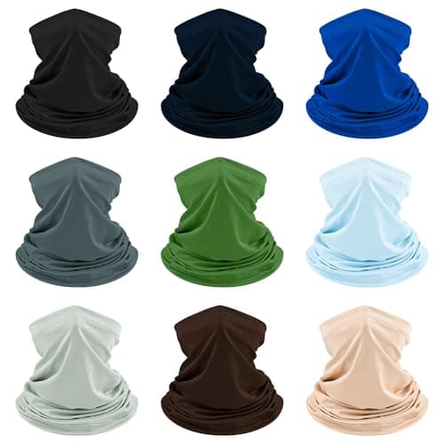KUTTOR 9 Pieces Men Balaclava Neck Gaiter Face Mask Summer Sun Protection Cooling Breathable Head Cover Scarf Bandana