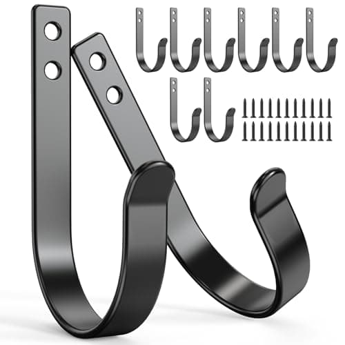 Zeekoonch Large Wall Hooks for Hanging Towels and Coats, Heavy Duty Metal Robe Hook, Solid Iron Rustproof Screw-in Wall Mount Hardware for Bathroom, Outdoor, Black 10 Pack