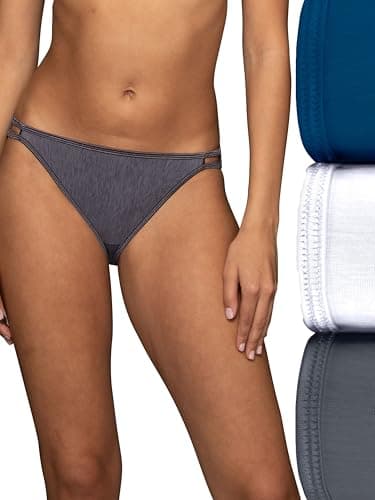 Vanity Fair Illumination String Bikini Panty 18108, Navy/White/Steele $12.99 at Amazon