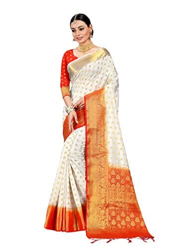 Elina fashion Sarees For Women Banarasi Art Silk Woven Saree l Indian Holi Festival Gift Sari with Unstitched Blouse