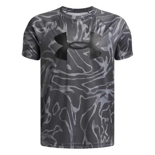 Under Armour Boys' Tech Big Logo Printed Short-Sleeve T-Shirt, (027) Castlerock / / Black, X-Large