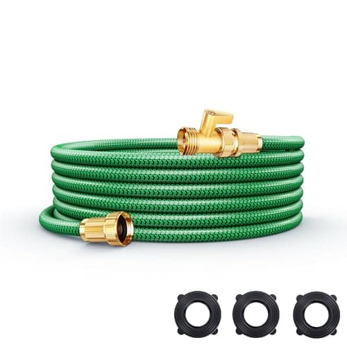 Non-Expandable Garden Hose 25ft, Flexible Water Hose with High-Density Fabric & Leak-Proof Metal Interface, Kink Resistant Wearproof Water Pipe for Gardening, Car Wash, Lawn, Yard
