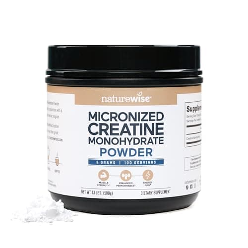 NatureWise Micronized Creatine Monohydrate Powder, 5000mg (5g) Per Serving - Creatine for Women & Men - Pure, Unflavored, Supports Lean Muscle Mass, Endurance - 100 Servings