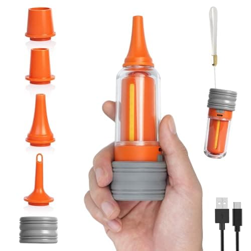 2026 Upgraded Model Portable Air Pump for Inflatables with Camping Light & 2000mAh– Ultra-Fast and 430L/min Mini Electric Air Pump with 5 Nozzles forAir Mattress, Pool Floats, Vacuum Storage Bags