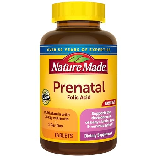 Nature Made Prenatal Multivitamin with Folic Acid, Vitamin & Mineral Supplement, Daily Nutritional Support, Prenatal Vitamins for Women, 250 Tablets, 250 Day Supply