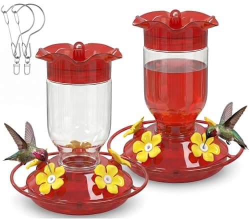 Zelpont Hummingbird Feeders for Outdoors 2 Pack 12oz Plastic Leakproof