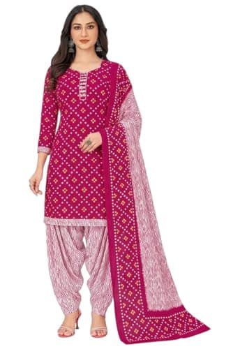 GJ Fashion Indian Punjabi Style Crepe Patiala Salwar Suit with Dupatta for Women Ready to wear
