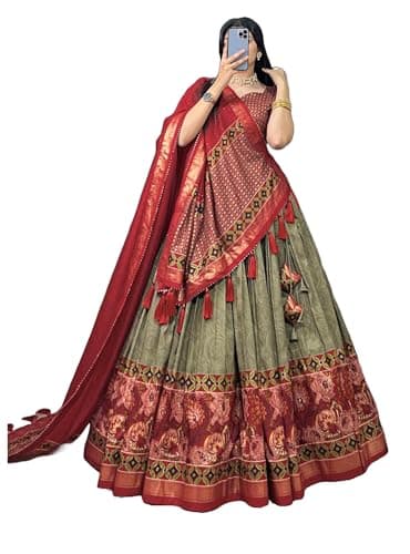 Shriva Fashion Indian ready to wear Flared Lehenga Choli Set with stitched blouse for Navaratri (Grey 8, 38)
