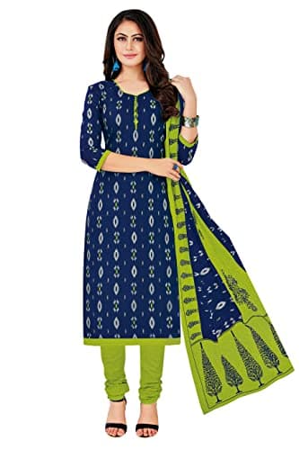 Miraan Women's Cotton Printed Readymade Salwar Suit X-Large Blue