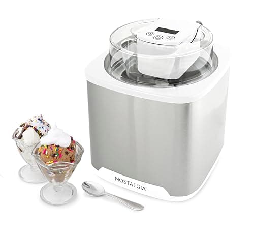 Nostalgia 2-Quart Electric Ice...l Canister – Stainless & White