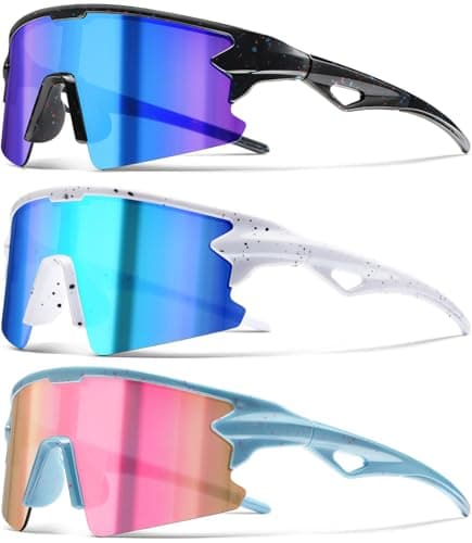 SQOQS Youth Baseball Sunglasses for Boys Girls Kids Sports Sun Glasses Softball Cycling UV400 Protection Ages 3-14